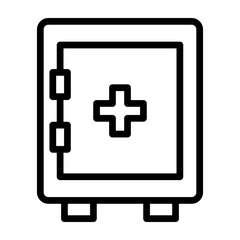 Obraz premium Medicine Cabinet Lock Vector Line Icon Design