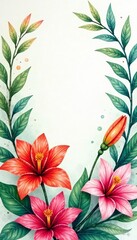 Exotic flora in a beautiful watercolor design, ideal for greeting cards or posters, greeting cards, vector, posters