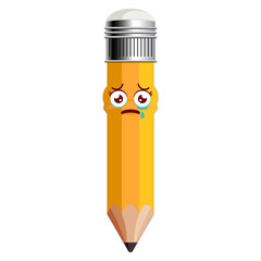 pencil crying face cartoon cute