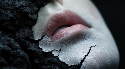 Obraz premium Cracked face, pale skin, and lips