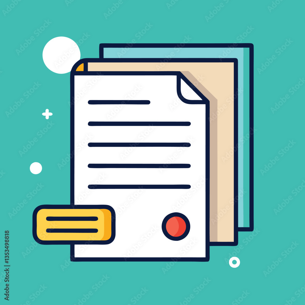 Poster document with seal and tag vector illustration, a vector illustration of documents with a seal and t