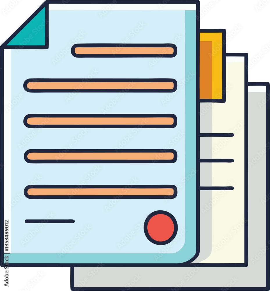 Aufkleber stack of documents vector illustration, a vector illustration of stacked documents with a seal and t