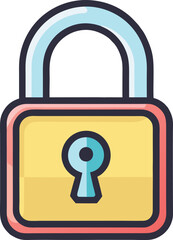 Yellow and Teal Padlock Vector Illustration, A colorful yellow and teal padlock vector with a keyhole, symbolizing security, safety, and protection.
