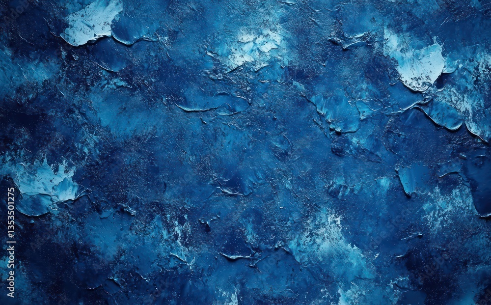 Poster deep blue abstract ocean texture with impressionist influence and high contrast brush strokes