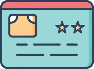 Vector Loyalty Credit Card with Stars Icon Design, A vector design of a loyalty credit card with two stars, ideal for rewards programs, shopping, and customer benefits.
