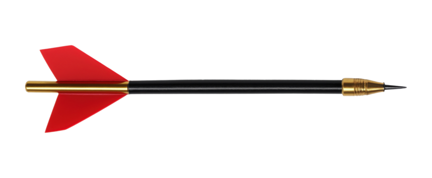 Classic black dart arrow isolated on a transparent background