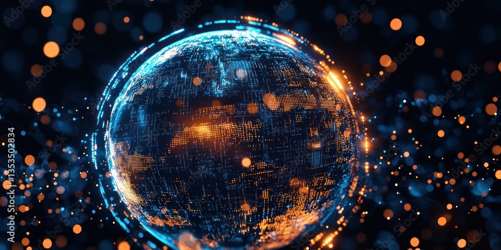 Fototapete global data networks and digital transformation in ai analytics and cyber technology