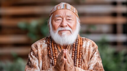 Elderly man in prayerful pose