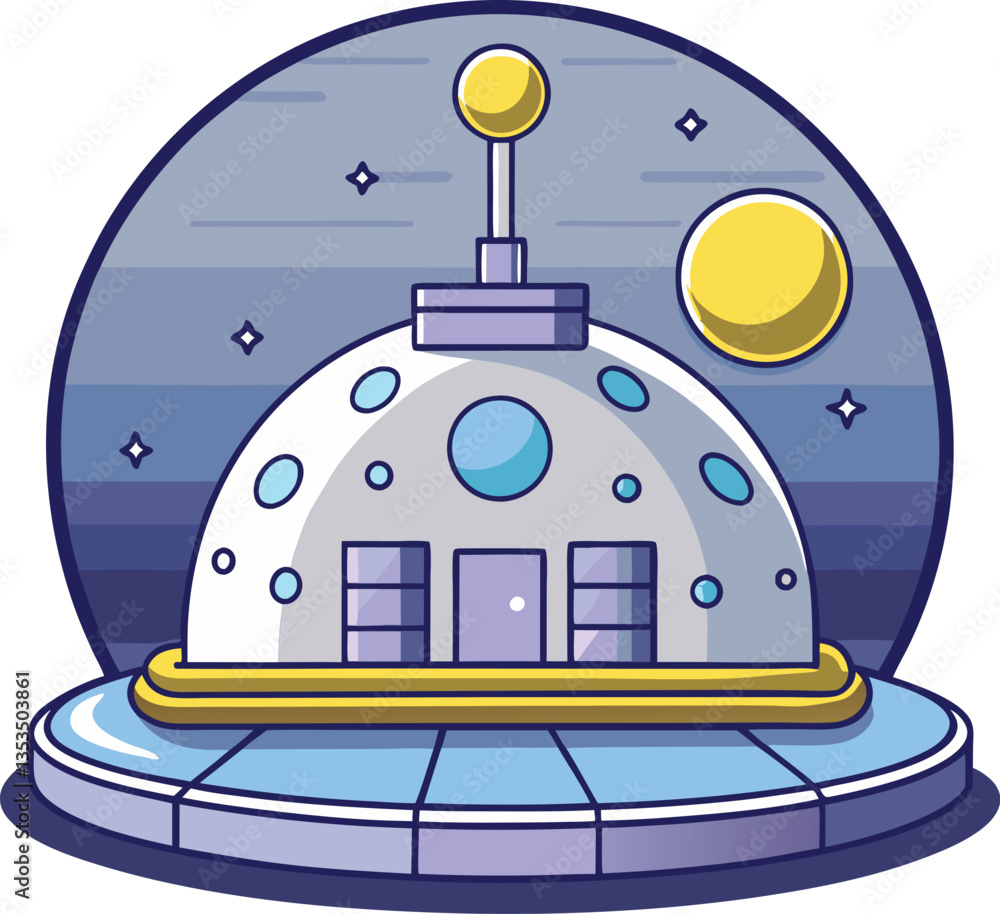 Poster futuristic space base vector illustration, a vector illustration of a futuristic space base with a d