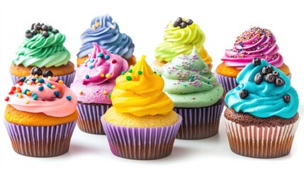 Colorful Desserts Displayed on White Background