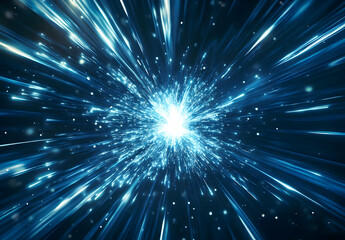 Fototapeta premium Blue and White Streaks in an Explosive Energy Burst Close Up