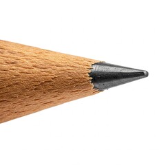 closeup of sharpened wooden pencil point isolated on white background