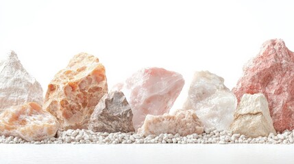 Reclaimed Land Representation with Stones on White Background