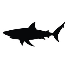 Shark Silhouette, Vector, Icon, Logo, White Background.
