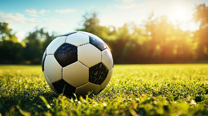 Soccer Ball on the Grass Field: A Sunny Day Game