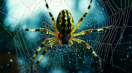 Obraz premium Spider in its Web: A Macro Nature Photography