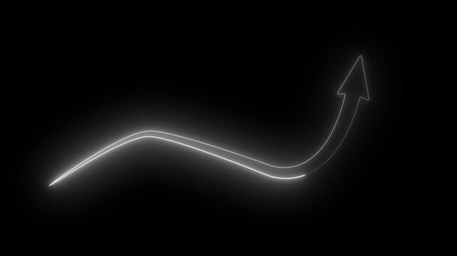 Neon business growth arrow animation. Abstract business down to up arrow animation. Market recovery Concept.