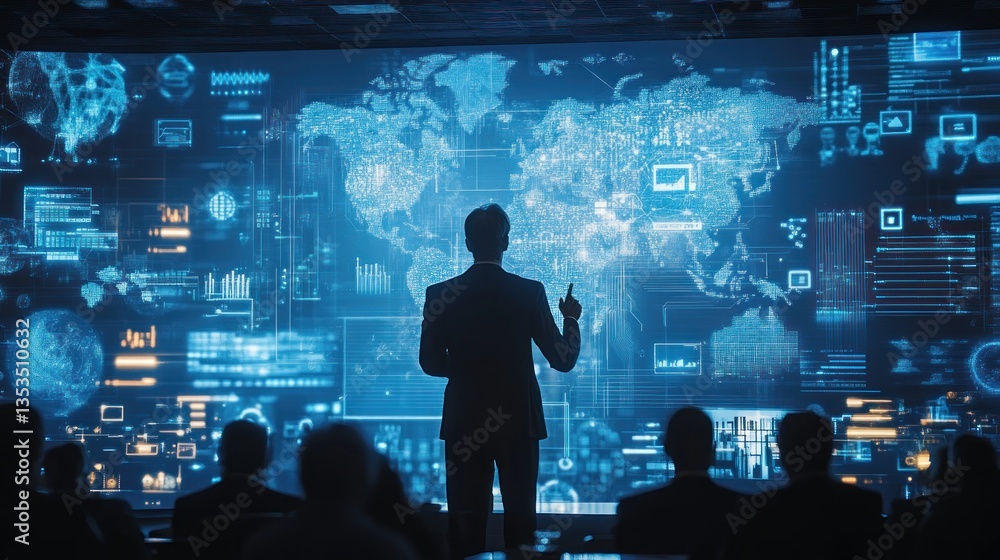 Poster global data presentation: cybersecurity consultant unveiling future technology trends