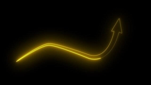 Neon business growth arrow animation. Abstract business down to up arrow animation. Market recovery Concept.