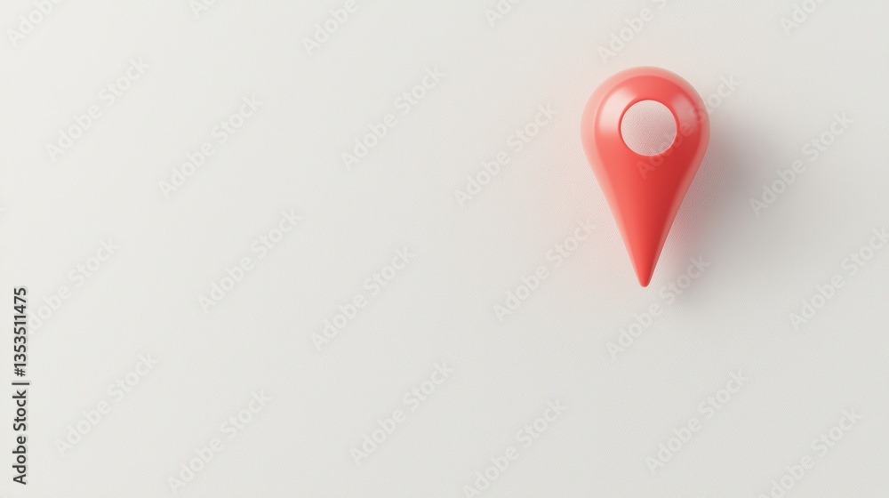 Poster 3d map pin red 3d map pin with shadow on a white background, realistic rendering, location marking
