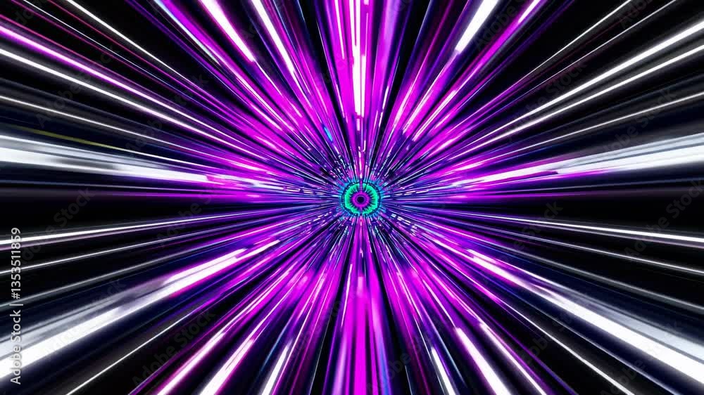 Poster dynamic, futuristic video concept with a warp-speed effect. centralized camera angle creates a tunne