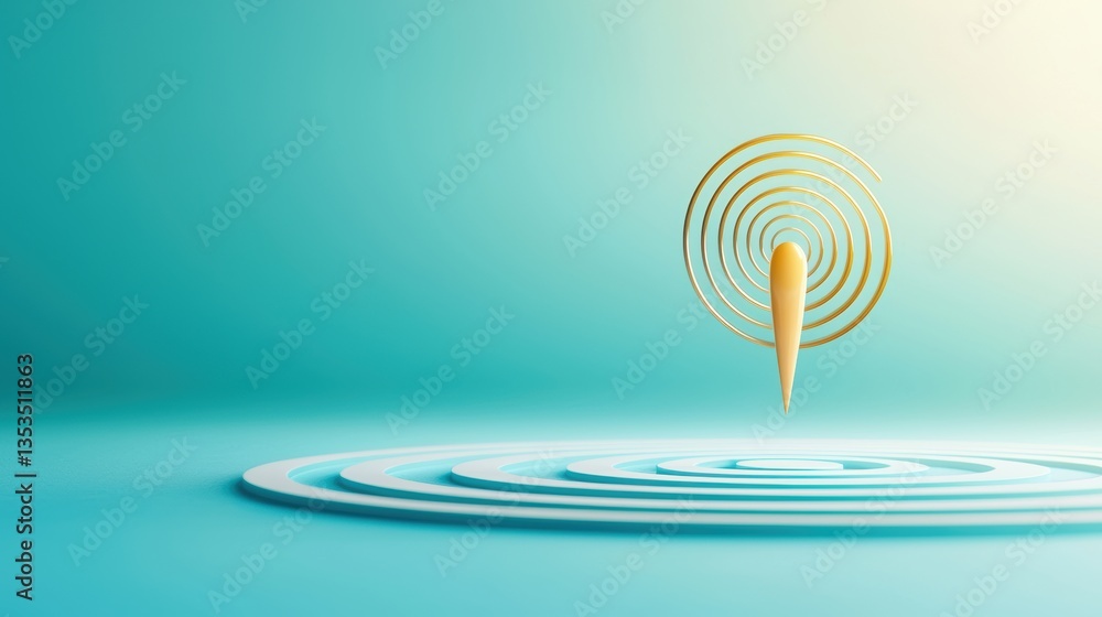 Poster target and pin animated pin moving towards the center of a target, progress and goal setting