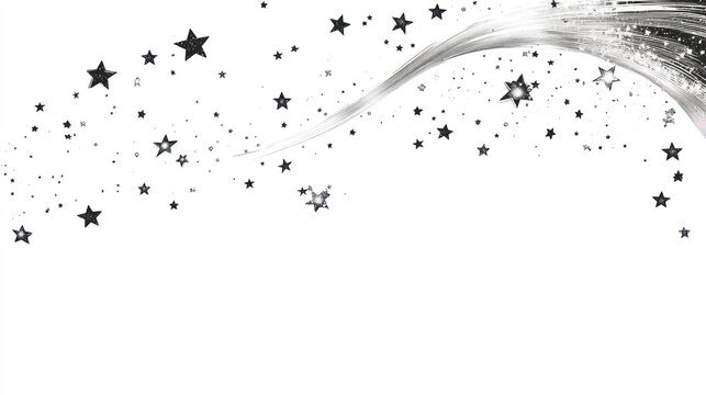 Abstract silver stars swirling design