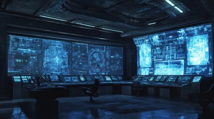 Futuristic Control Room: Digital Command Center