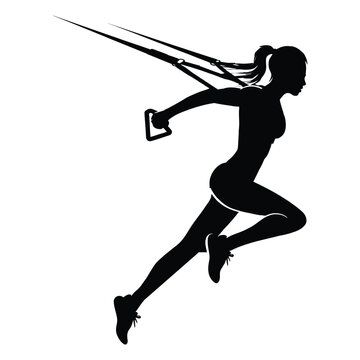 TRX suspension training Silhouette, Vector, Icon, Logo, White Background.