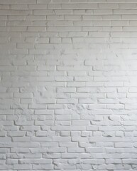 Obraz premium White painted brick wall with a slightly uneven texture, subtle cracks, and imperfections, creating a minimalist and modern industrial aesthetic. The soft lighting highlights the depth and structure o