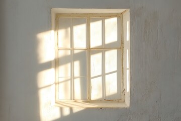 Fototapeta premium Sunlit Windowpane: A Serene Minimalist Study in Light and Shadow