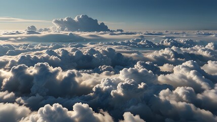 Fototapeta premium A gently rolling sea of fluffy clouds with dynamic depth