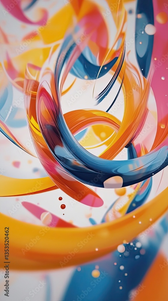 Aufkleber vibrant colorful curved abstract shapes are intertwined together creating depth