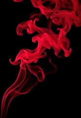 Obraz premium Intricate, swirling red smoke wisps against a stark black backdrop, graphic, art, digital art