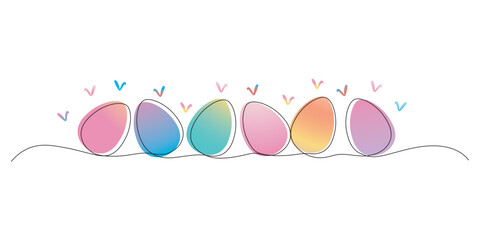 Easter egg line art style vector. Abstract decorative divider with easter color egg vector illustration