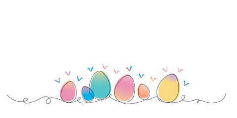 Easter egg line art style vector. Abstract decorative divider with easter color egg vector illustration