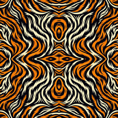 Wild Tiger Skin Stripe Seamless Patterns | Animal Print Textile Design | Fashion Fabric Patterns | Exotic Wildlife Fur Texture | Digital Textile Prints