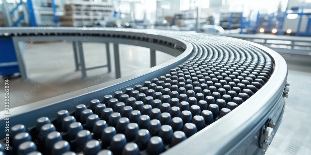 Poster automated conveyor belt system in a factory