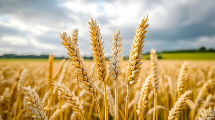 Fototapeta premium Close-Up Shot of Wheat Stalks in a Beautiful English Field