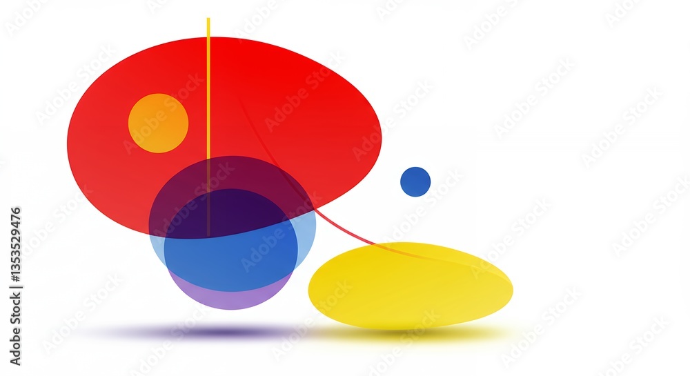Poster abstract geometric shapes composition with overlapping circles and vibrant colors