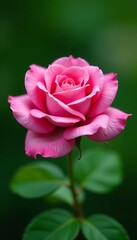 Fototapeta premium Close up of pink rose flower petals on green plant, close up, garden, nature