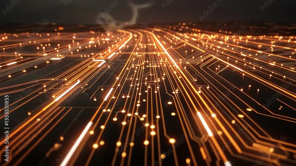 Poster mesmerizing abstract background of glowing circuit lines and digital pathways, showcasing vibrant ne