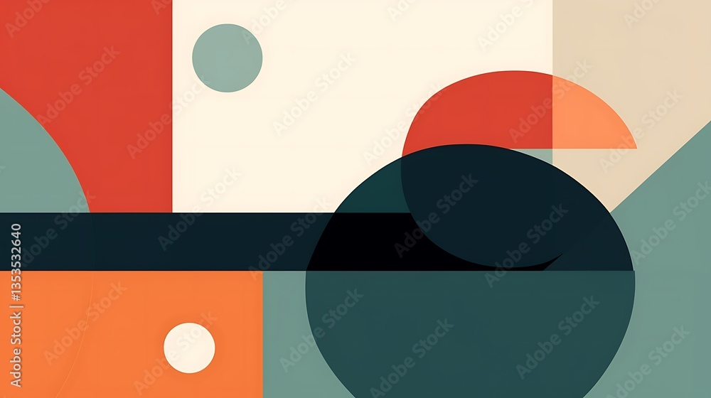 Poster abstract geometric composition with circles and rectangles