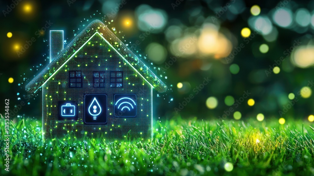 Poster home automation system displaying energy usage and control options