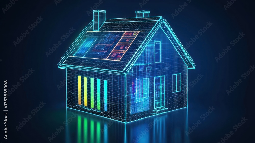 Poster home automation system displaying energy usage and control options