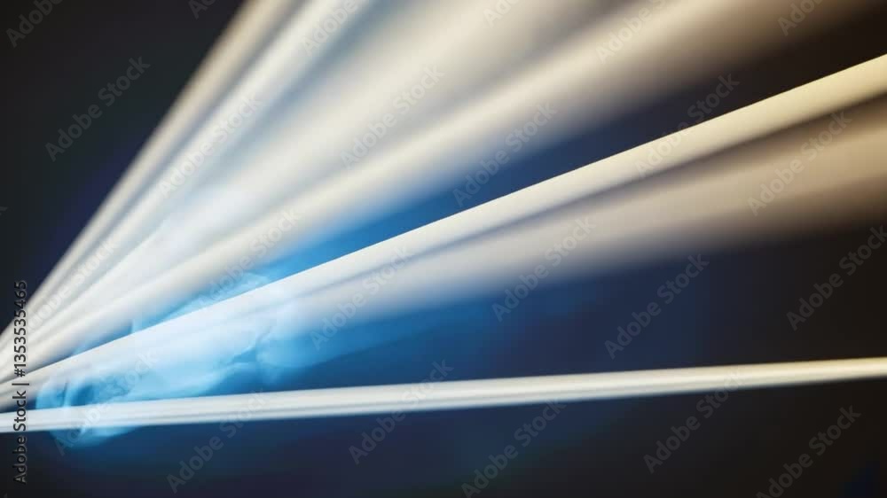 Poster dynamic abstract light beams visual effect of crystal structures in captivating blue hue, showcasing
