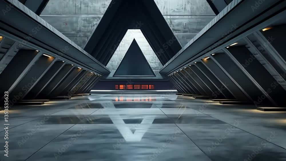 Aufkleber modern, futuristic hallway with triangular architecture