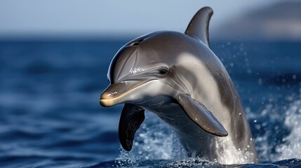 Naklejka premium A playful dolphin leaps gracefully out of the water
