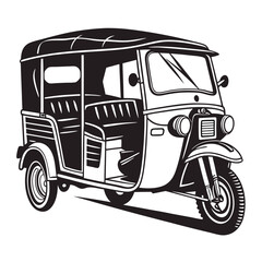 Obraz premium Auto rickshaw vehicle silhouette vector