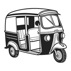 Obraz premium Auto rickshaw vehicle silhouette vector